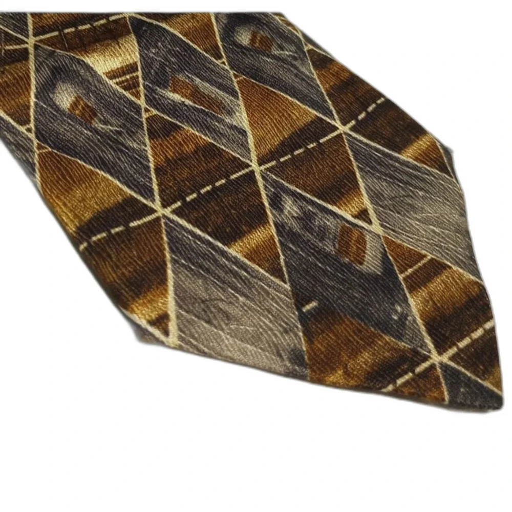 Haggar 100% Silk Men's Brown and Gray Neck Tie 57 inches long